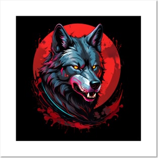 Wolf face bloodmoon Posters and Art